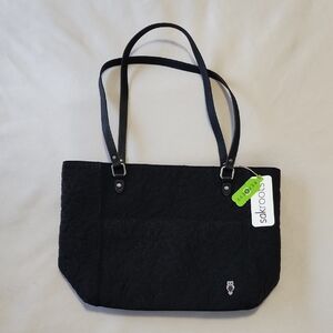 Sakroots Black Quilted Floral Tote with Long Straps